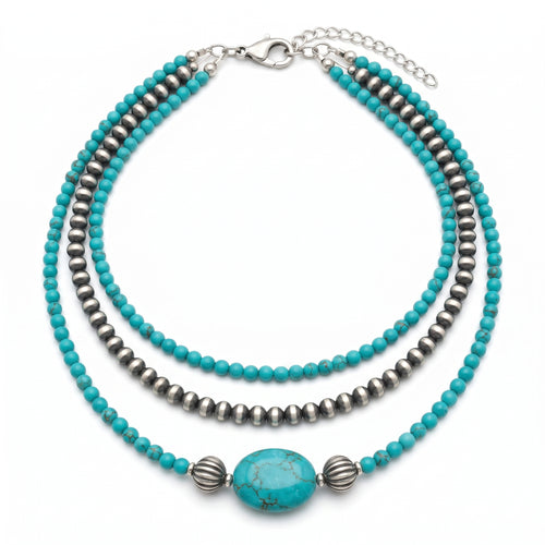 Hand Crafted Turquoise Beaded Necklace